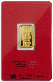 Lingottino d'Oro PAMP 5g Anno del Serpente