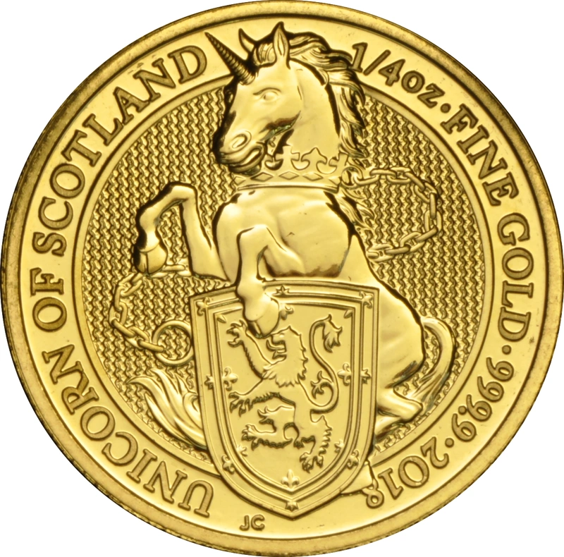 Unicorno di Scozia d'Oro 1/4oz - Queens Beast