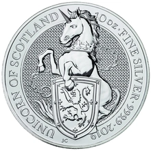 Unicorno di Scozia d'Argento 10oz - Queen's Beast