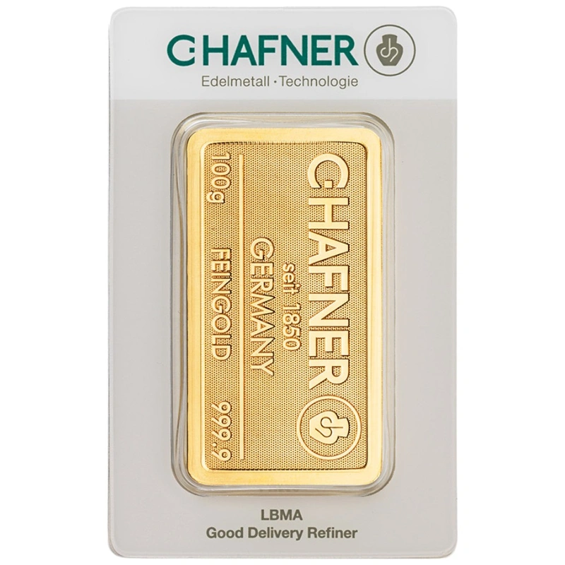 C. Hafner Lingotto d'Oro 100 Grammi