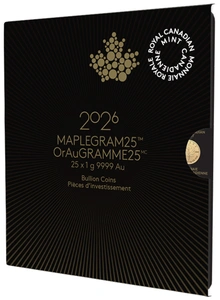 2026 MapleGram 25 monete d'oro da 1 g