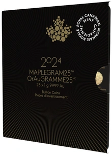 2024 MapleGram 25 monete d'oro da 1 grammo