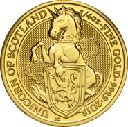 Unicorno di Scozia d'Oro 1/4oz - Queens Beast