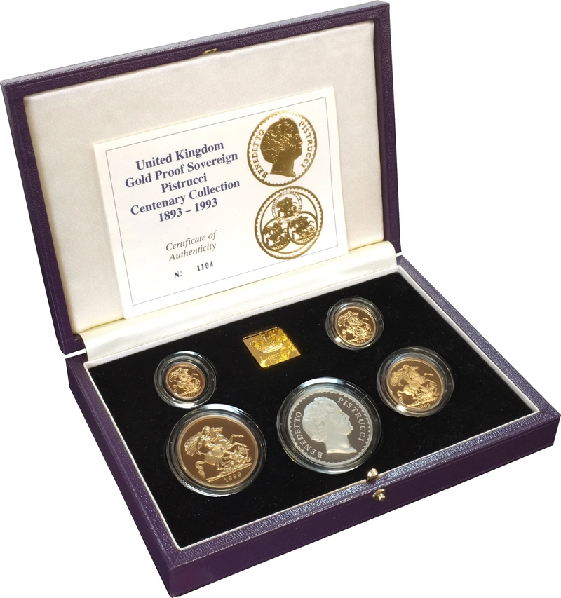 1993 Proof Sterline d'Oro - Cofanetto da 4 Monete - Centenario Pistrucci