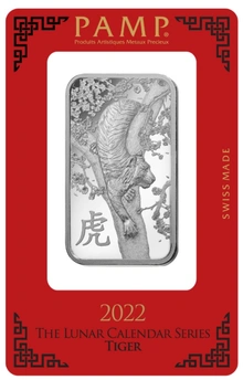 PAMP 1oz 2022 Anno della Tigre Lingotto d'Argento