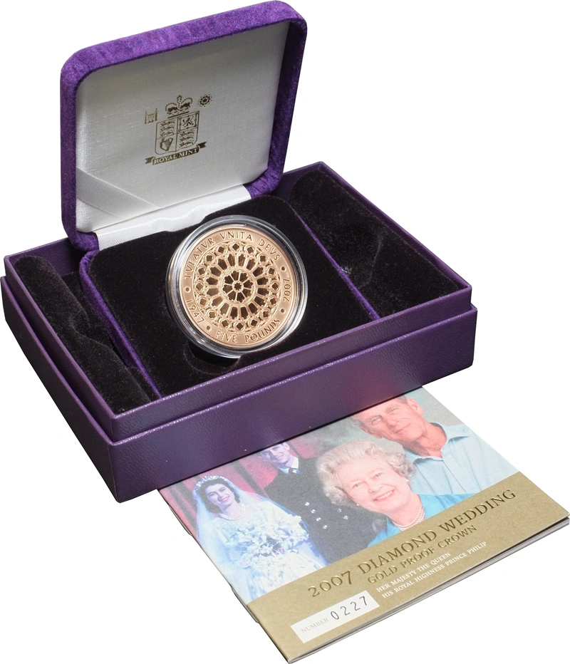 2007 - Proof 5 Pound d'Oro - Nozze di Diamante
