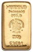 Heraeus 250 Grammi Lingotto d'Oro