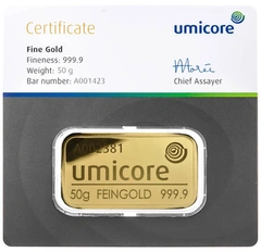 Umicore Lingotto d'Oro 50 Grammi