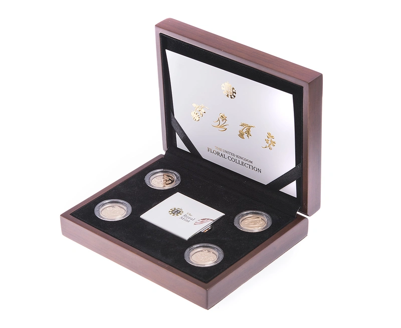2013 Proof Gold 1 Pound Floral Collection Set Boxed
