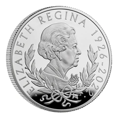 2022 Sua Maestà la Regina Elisabetta II Moneta d'argento da 1oz Proof confezionata