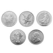 2024 Set di monete d'argento da 1 oz; Britannia, Krugerrand, Filarmonica, Aquila, Acero