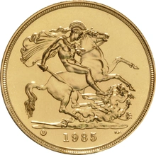 1985 - Proof 5 Pound d'Oro - Mai Circolato