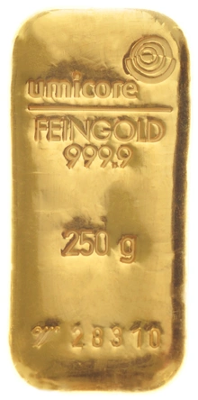 Umicore 250 Grammi Lingotto d'Oro Colato