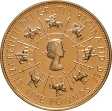 1993 - Proof 5 Pound d'Oro - 40° Anniversario Incoronazione