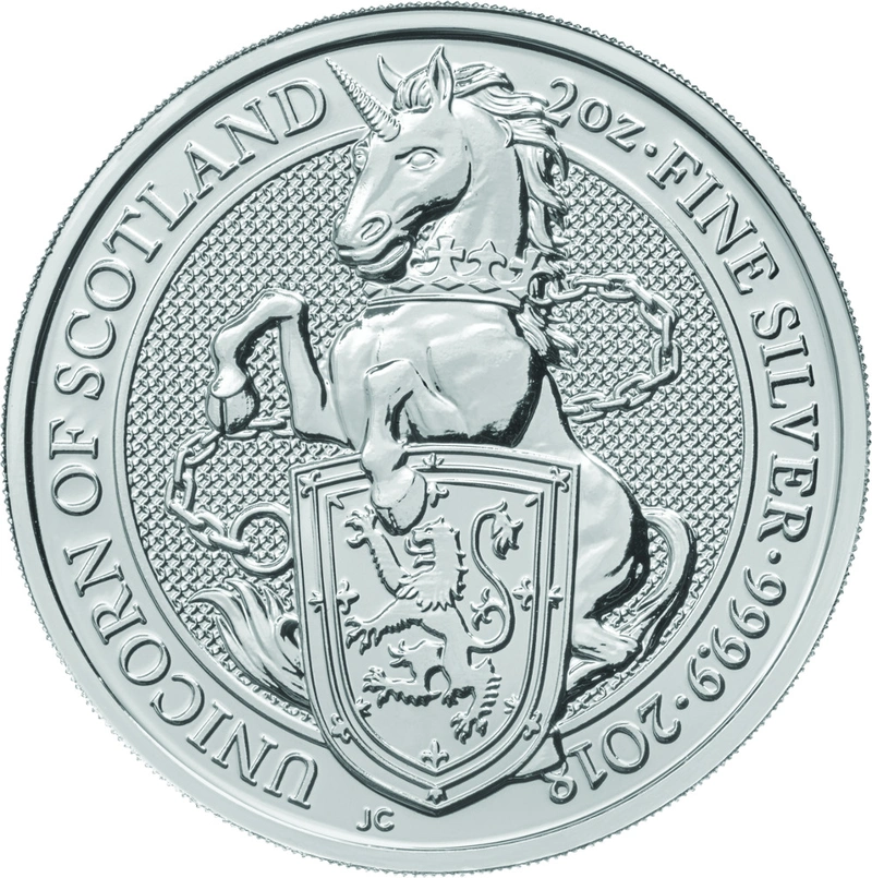 Unicorno di Scozia d'Argento 2oz - Queen's Beast