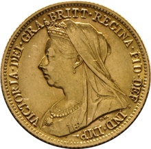 1899 Mezza Sterlina d'Oro - Vittoria Testa Velata - Londra