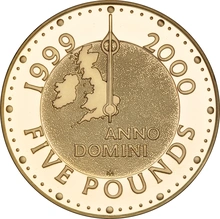 1999 2000 - Proof 5 Pound d'Oro - Millenium