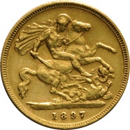 1897 Mezza Sterlina d'Oro - Vittoria Testa Velata - Londra