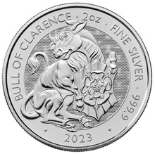 Toro Nero del Duca di Clarence 2023 2oz - Moneta d'argento serie Tudor Beasts