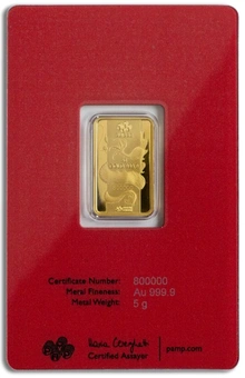 Lingottino d'Oro PAMP 5g Anno del Drago