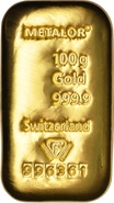 Metalor 100 Grammi Lingotto d'Oro Colato