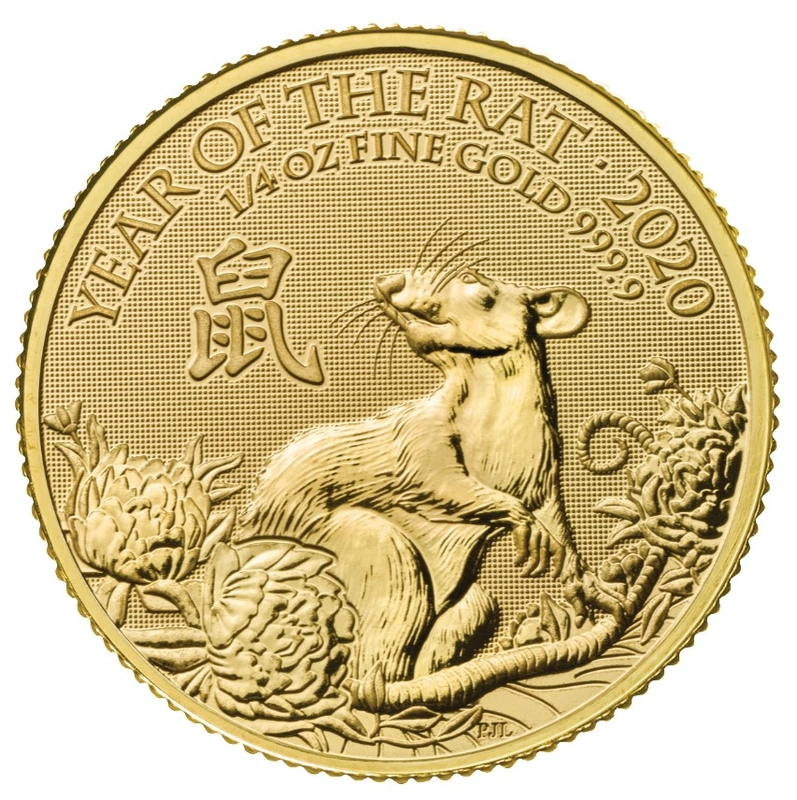 2020 Royal Mint 1/4 Oz Year of the Rat Gold Coin