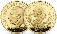 2022 Sua Maestà la Regina Elisabetta II Moneta d'oro da 1oz Proof confezionata