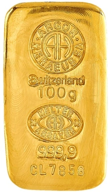 Argor-Heraeus 100 Grammi Lingotto d'Oro Colato