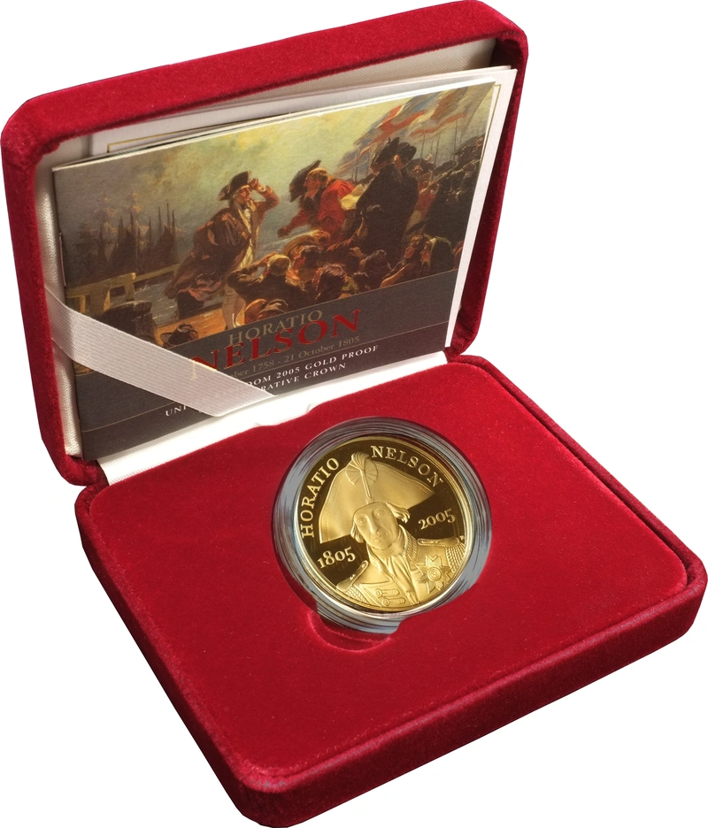 2005 - Quintupla Sterlina Proof Horatio Nelson con Cofanetto