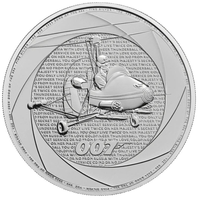 2024 60 anni di 007 - Moneta d'Argento 1oz - James Bond degli anni '60