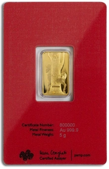 Lingottino d'Oro PAMP 5g Anno del Cavallo