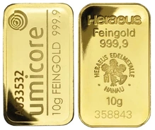 Lingottino d'Oro 10 Grammi già Circolato