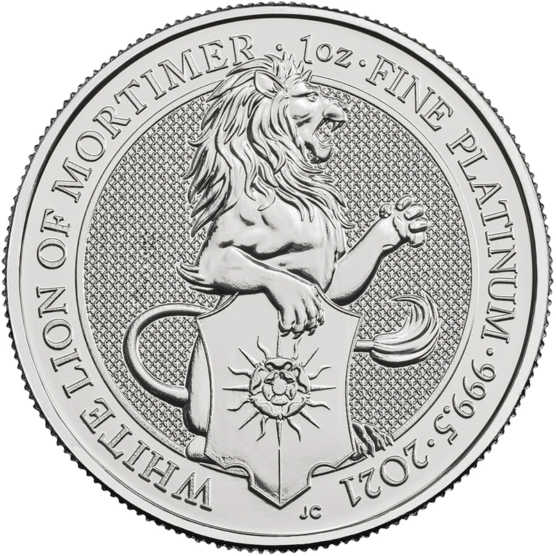 2021 Leone Bianco di Mortimer di Platino 1oz - Queen's Beast