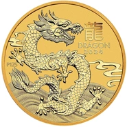 2024 Moneta d'oro da 20 once dell'Anno del Drago della Zecca del Perth