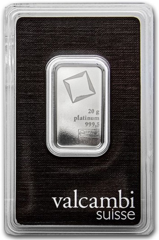 Valcambi 20 Gram Platinum Bar Minted