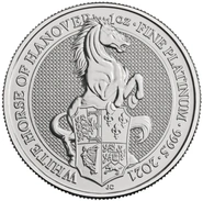 2021 Cavallo Bianco di Hanover di Platino 1oz - Queen's Beast