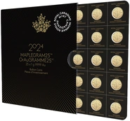 2024 MapleGram 25 monete d'oro da 1 grammo