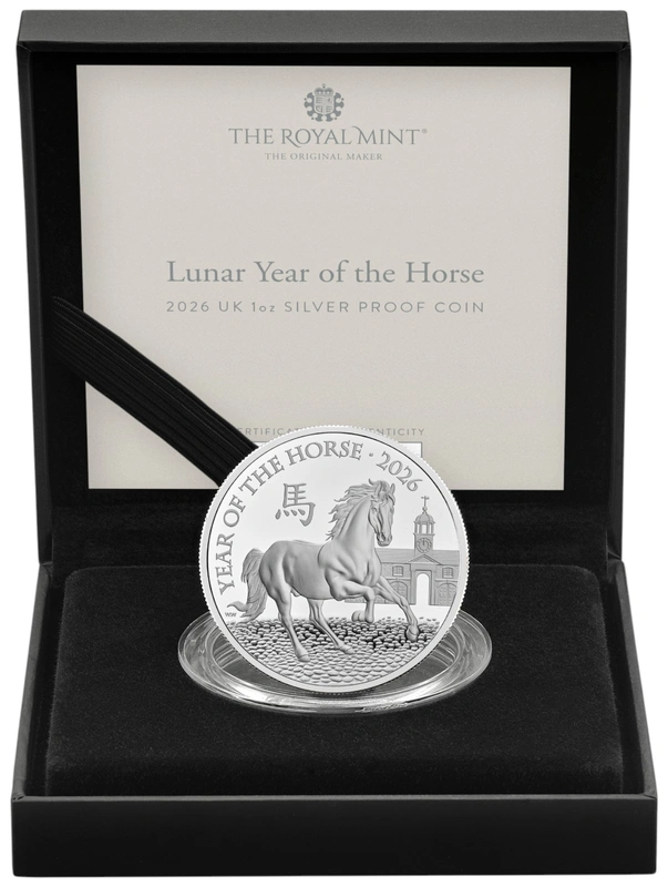 2026 Royal Mint 1oz Year of the Horse Proof Silver Coin Boxed