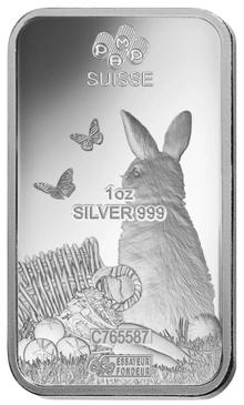 2023 Lingottino d'Argento PAMP 1oz Anno del Coniglio