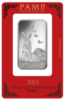 2023 Lingottino d'Argento PAMP 1oz Anno del Coniglio