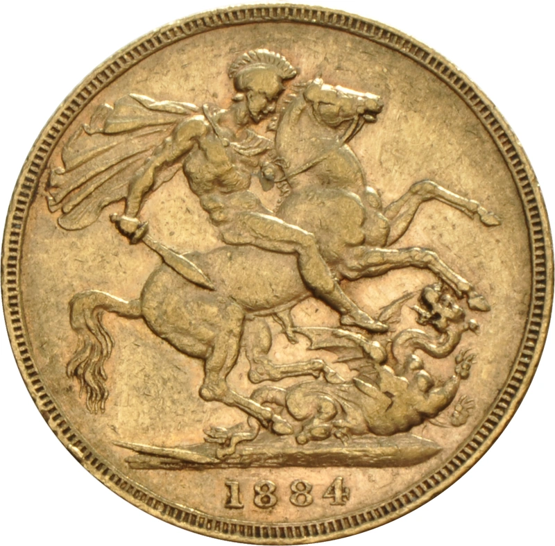 1884 Gold Sovereign Coin Queen Victoria Young Head