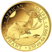Moneta d'oro 1/10oz 2023 con Elefante Somalo