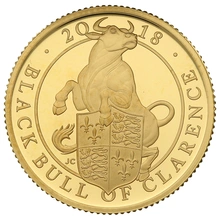2018 1/4oz Black Bull of Clarence Moneta d'oro Proof in cofanetto