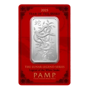 2025 Lingottino d'Argento PAMP 10g Anno del Serpente