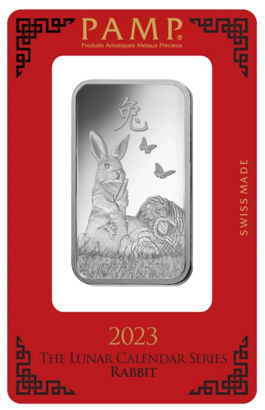 2023 Lingottino d'Argento PAMP 1oz Anno del Coniglio