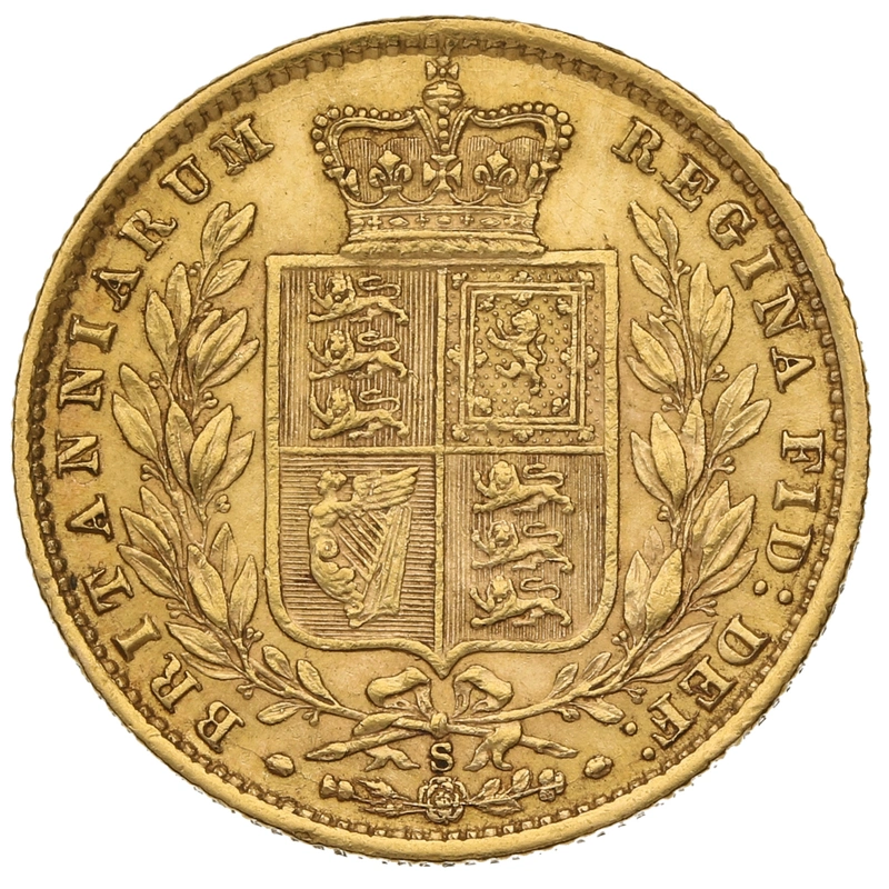 1877 Gold Sovereign Coin Queen Victoria Young Head Shield Back Sydney