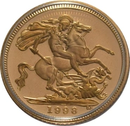 1998 Mezza Sterlina - Elisabetta II - Quarto Ritratto con Diadema - Proof senza Confezione
