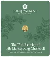 2023 75° Compleanno di Re Carlo III - Moneta d'Oro Proof 1/40oz
