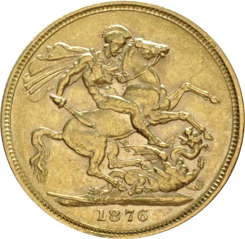 1876 Gold Sovereign Coin Queen Victoria Young Head