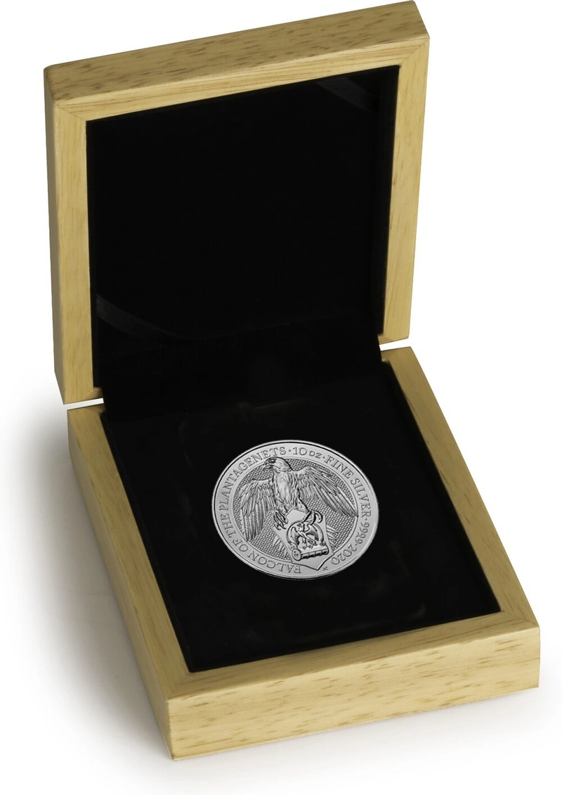 Il Falco dei Plantageneti d'argento 10oz 2020 Confezionata - Queen's Beast